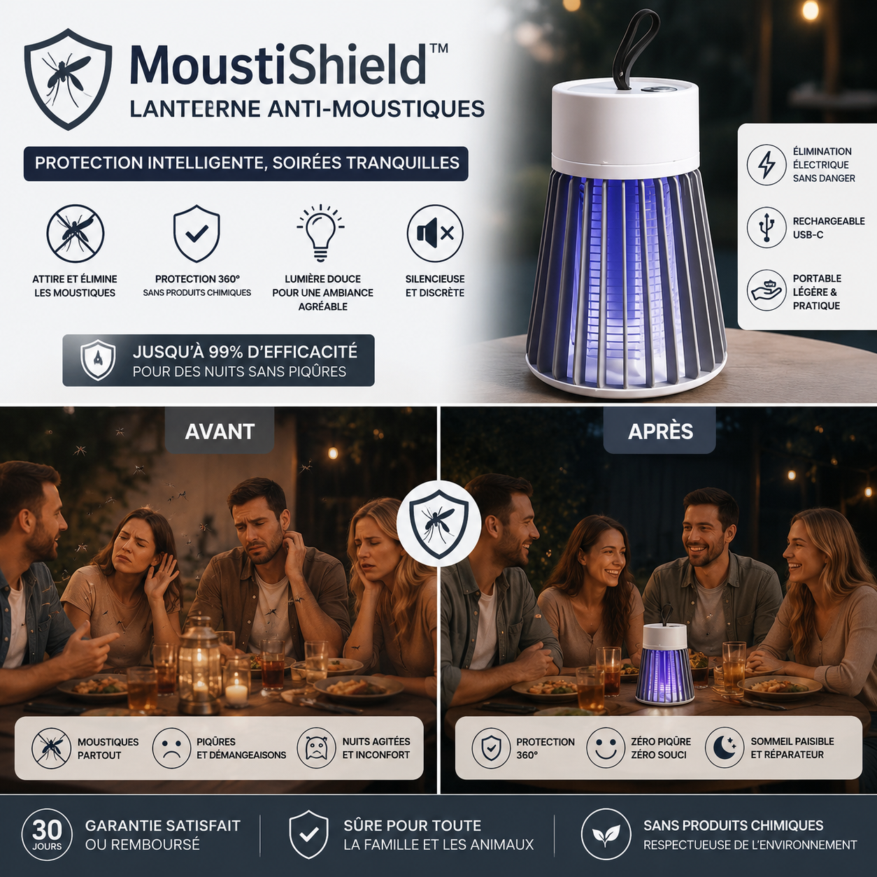 MoustiShield™ Lanterne Anti-Moustiques | Éliminez les moustiques en seulement quelques minutes !