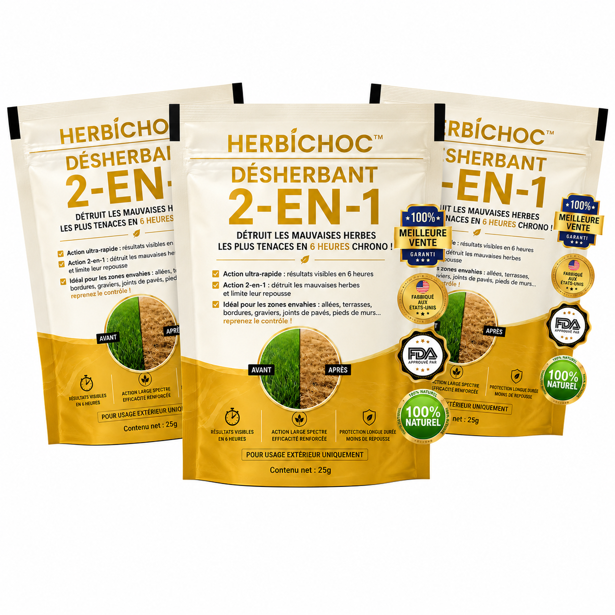 HerbiChoc™ Désherbant 2-en-1 | Détruit les mauvaises herbes les plus tenaces en 6 heures chrono !