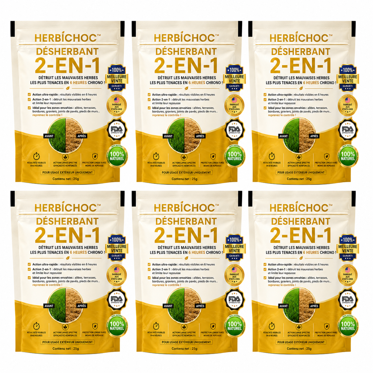 HerbiChoc™ Désherbant 2-en-1 | Détruit les mauvaises herbes les plus tenaces en 6 heures chrono !