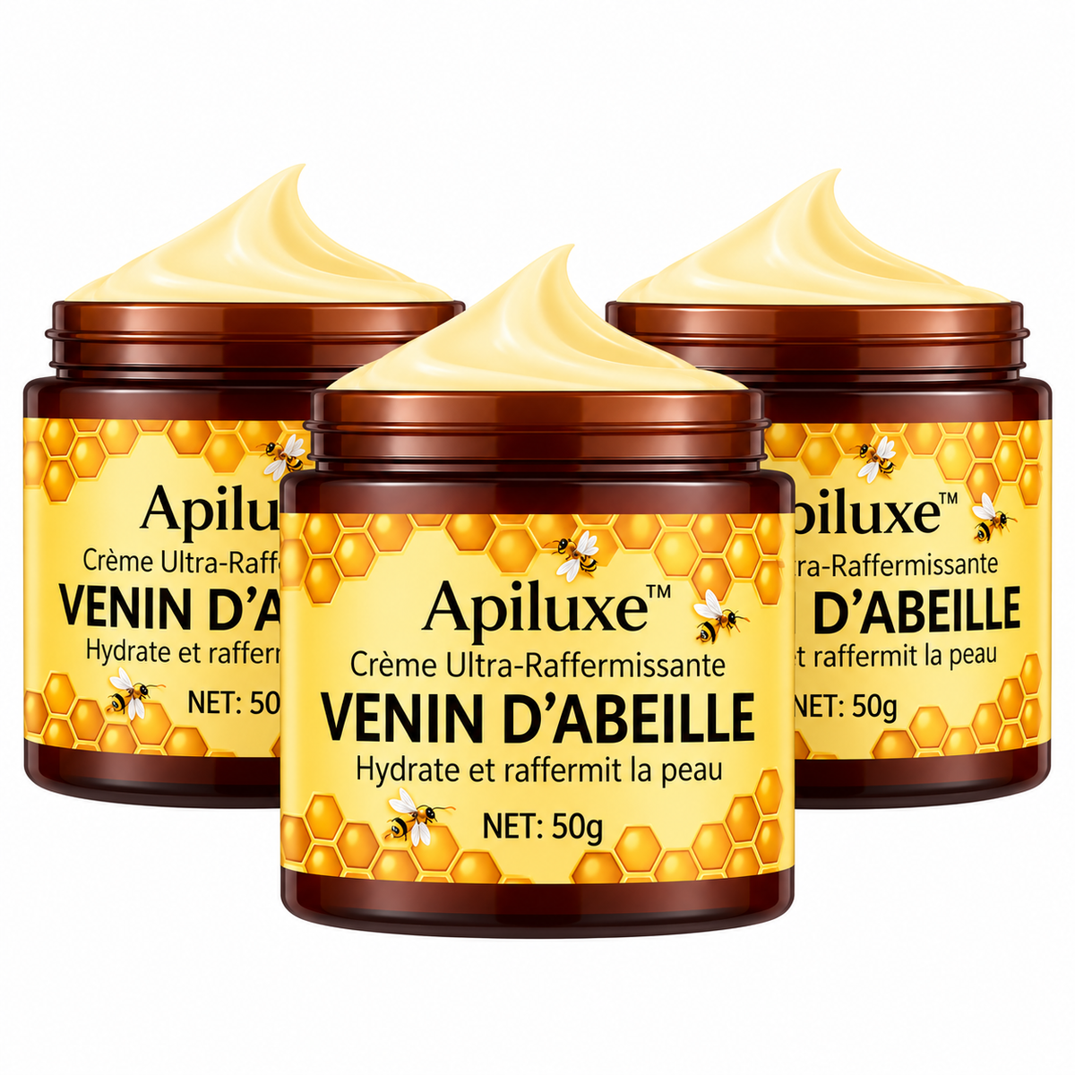 Apiluxe™ Crème Ultra-Raffermissante au Venin d’Abeille | Effacez les rides en 5 minutes !