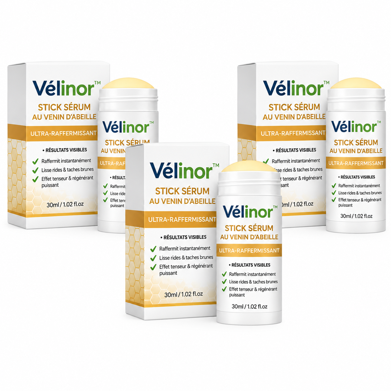 Vélinor™ Stick Sérum au Venin d’Abeille Ultra-Raffermissant | Efface les rides en 5 minutes chrono !