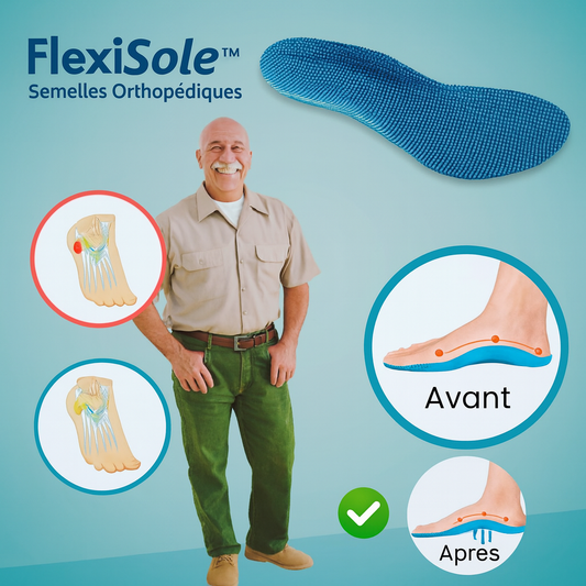 FlexiSole™ Semelles Orthopédiques | Suppriment les douleurs plantaires et lombaires en 60 secondes!