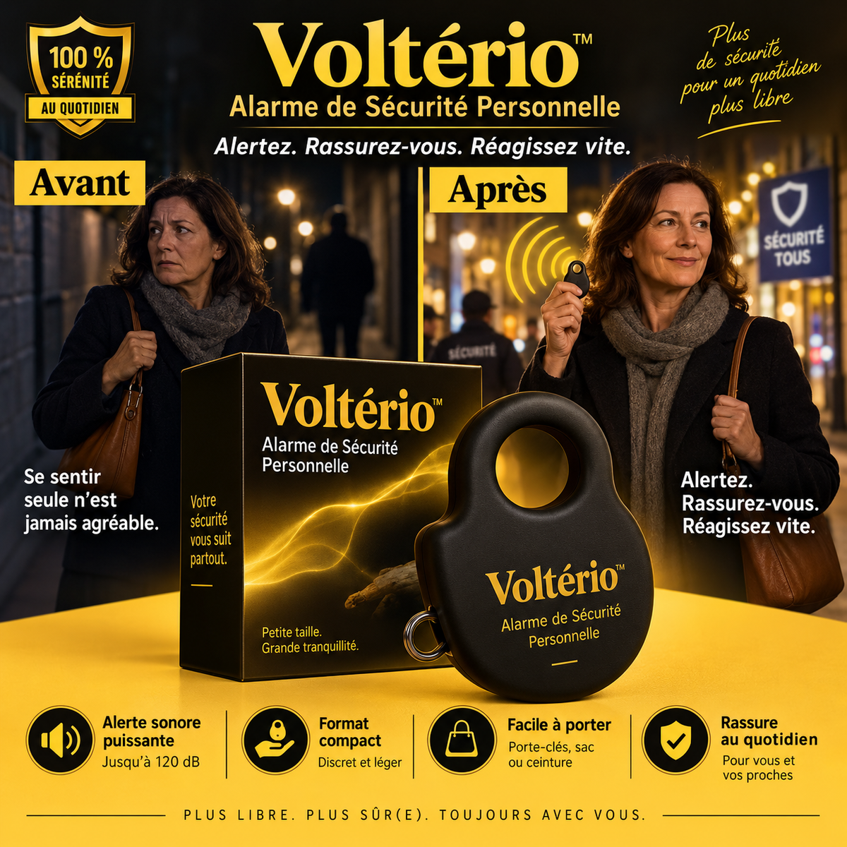 Voltério™ Appareil de Défense Personnel Haute Tension | Neutralise tout agresseur en 1 seconde, sans effort!