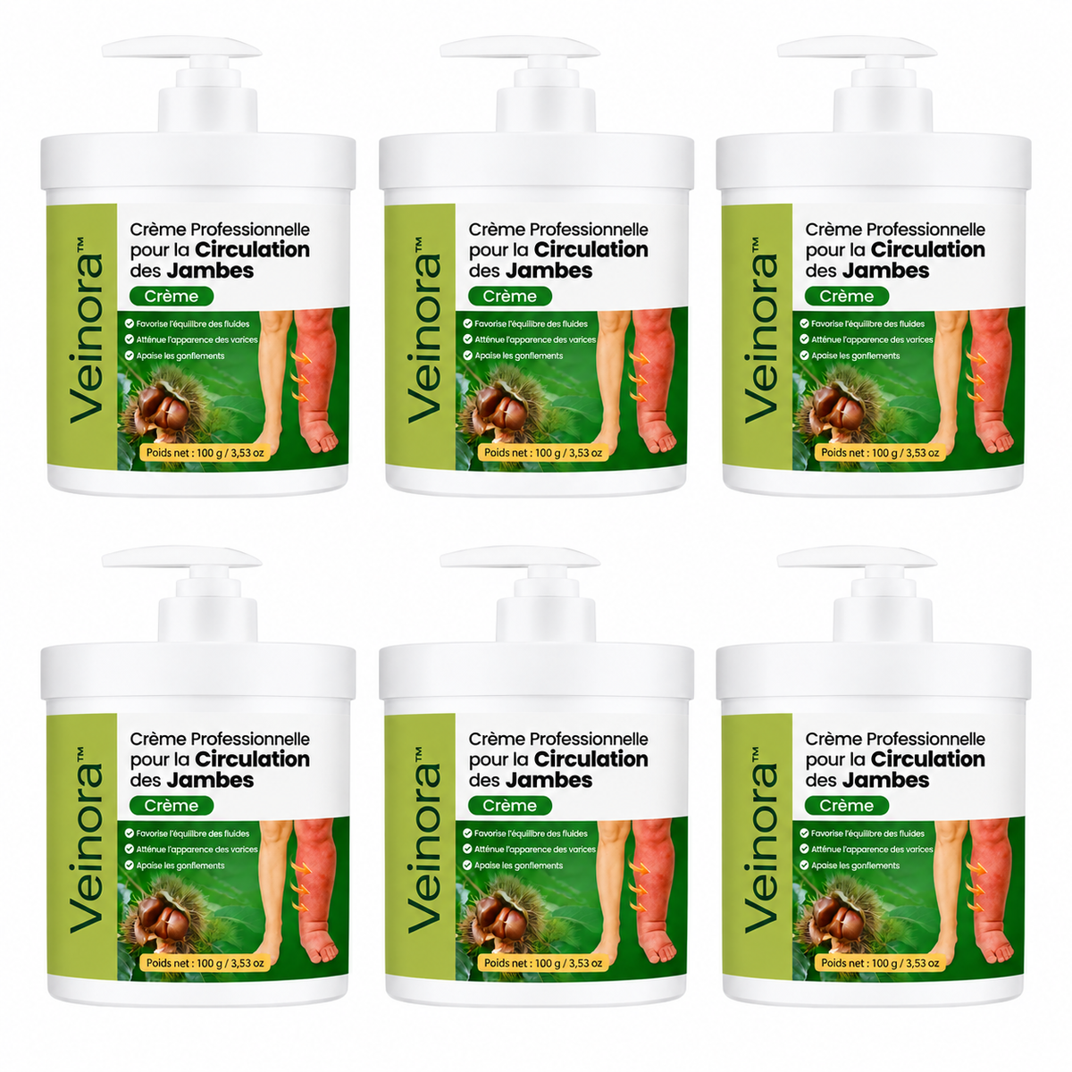 Veinora™ Crème Circulation Jambes Lourdes | Apaisez gonflements, tensions et fatigue en 48h, sans bas de contention ni chirurgie !