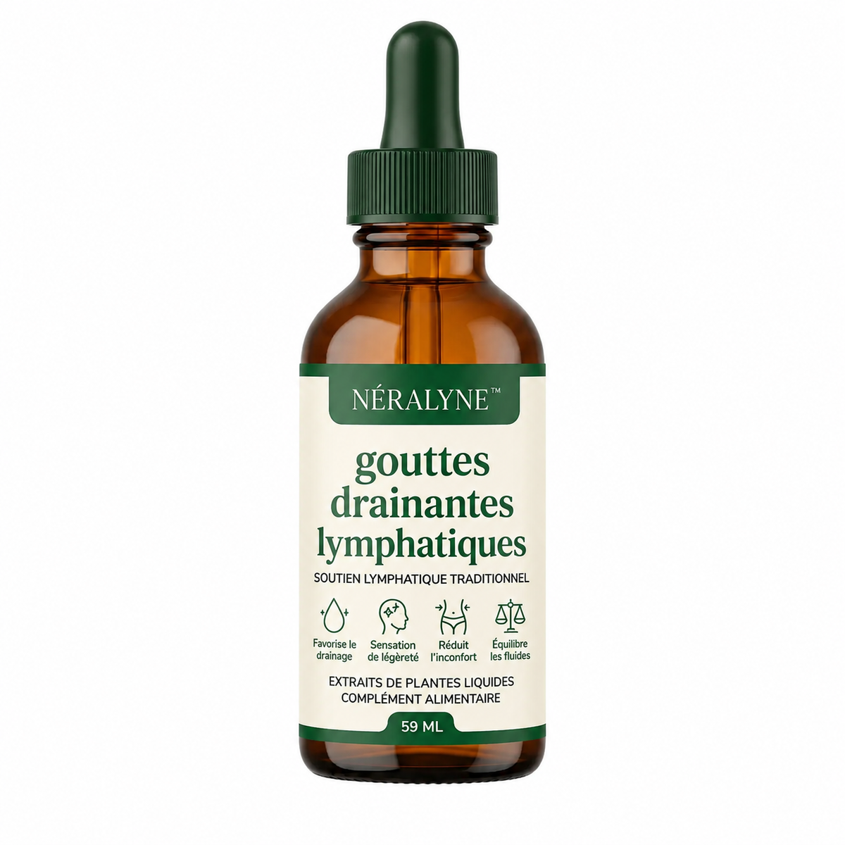 Néralyne™ Gouttes Drainantes Lymphatiques | Dégonflez ventre, jambes et visage en quelques jours en éliminant l’eau piégée sous votre peau !