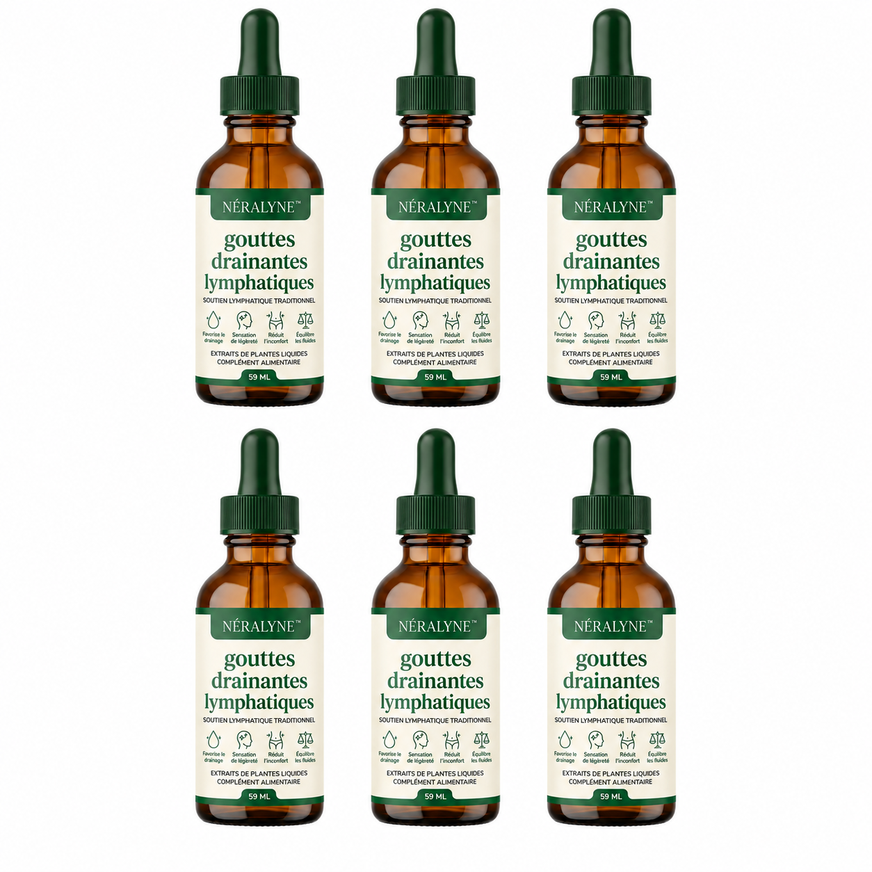 Néralyne™ Gouttes Drainantes Lymphatiques | Dégonflez ventre, jambes et visage en quelques jours en éliminant l’eau piégée sous votre peau !
