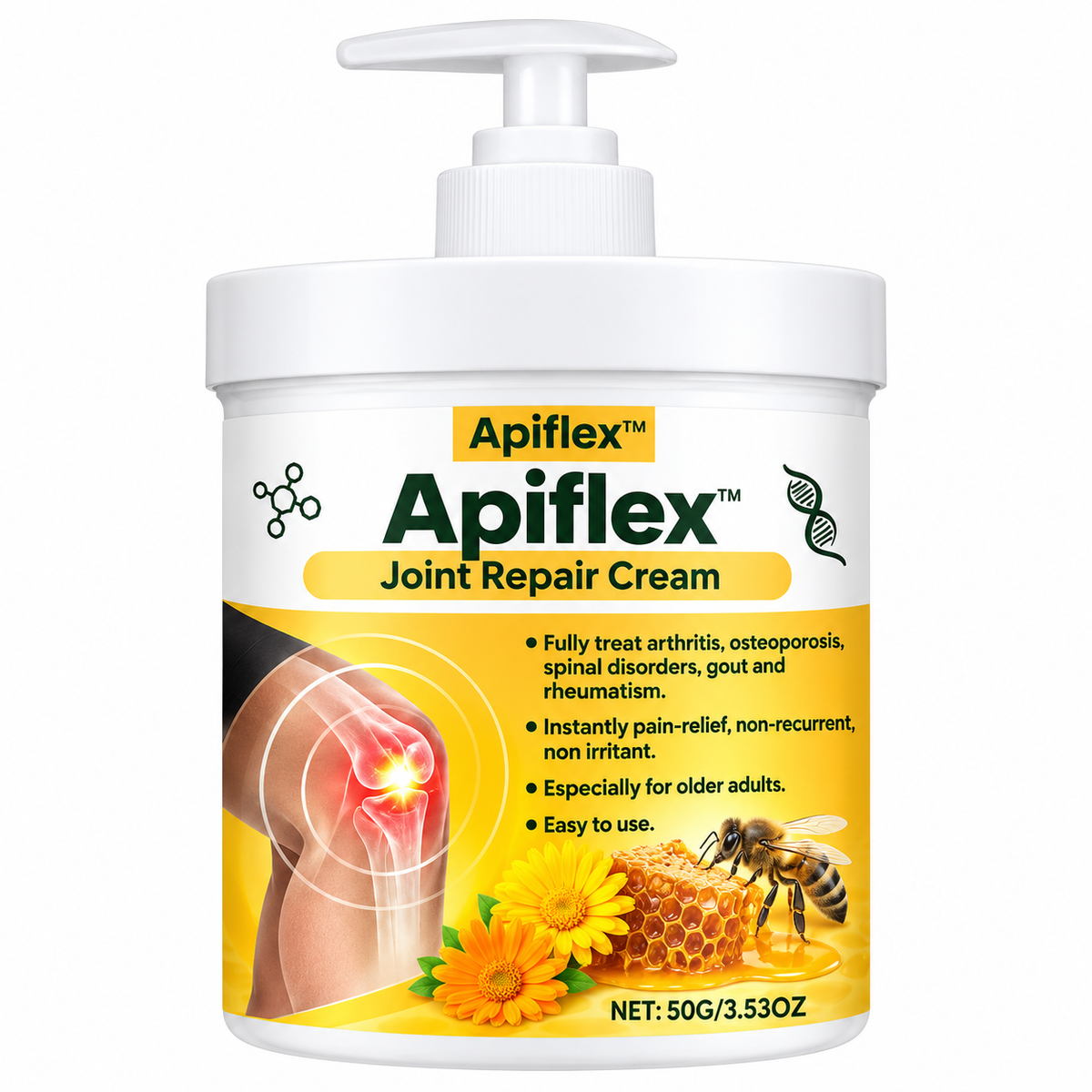 Apiflex™ Crème Articulations au Venin d’Abeille | Soulagez vos douleurs en 4 minutes, sans pilules ni injections !