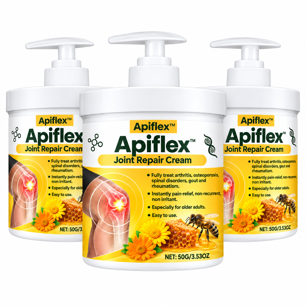 Apiflex™ Crème Articulations au Venin d’Abeille | Soulagez vos douleurs en 4 minutes, sans pilules ni injections !