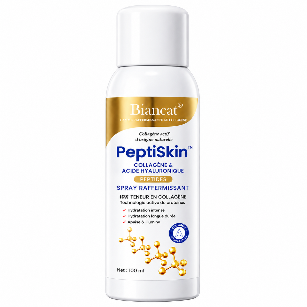 PeptiSkin™ Spray Raffermissant Collagène & Acide Hyaluronique | Repulpez, hydratez et liftez votre peau sans aiguille ni chirurgie !