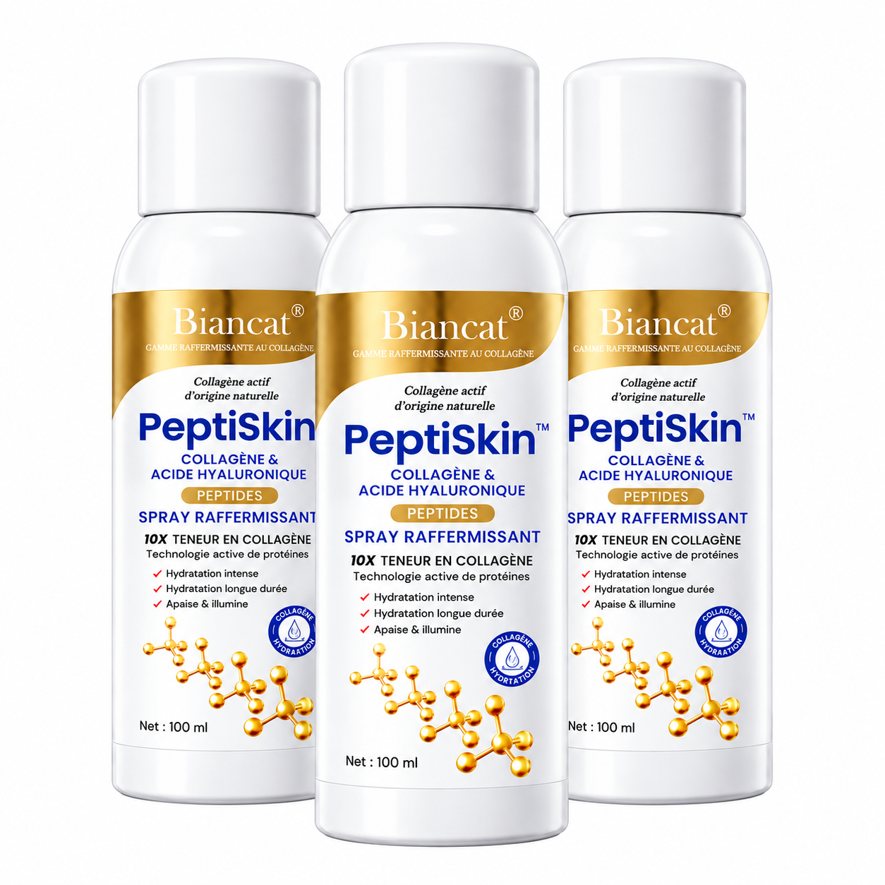 PeptiSkin™ Spray Raffermissant Collagène & Acide Hyaluronique | Repulpez, hydratez et liftez votre peau sans aiguille ni chirurgie !