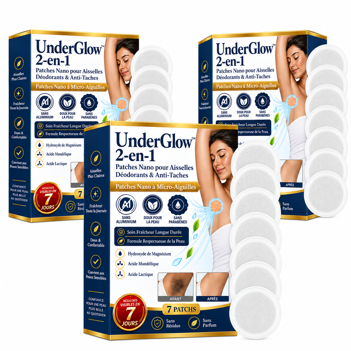 UnderGlow™ Patch Nano Déodorant & Anti-Taches | Neutralisez les odeurs et éclaircissez vos aisselles dès les premières nuits !