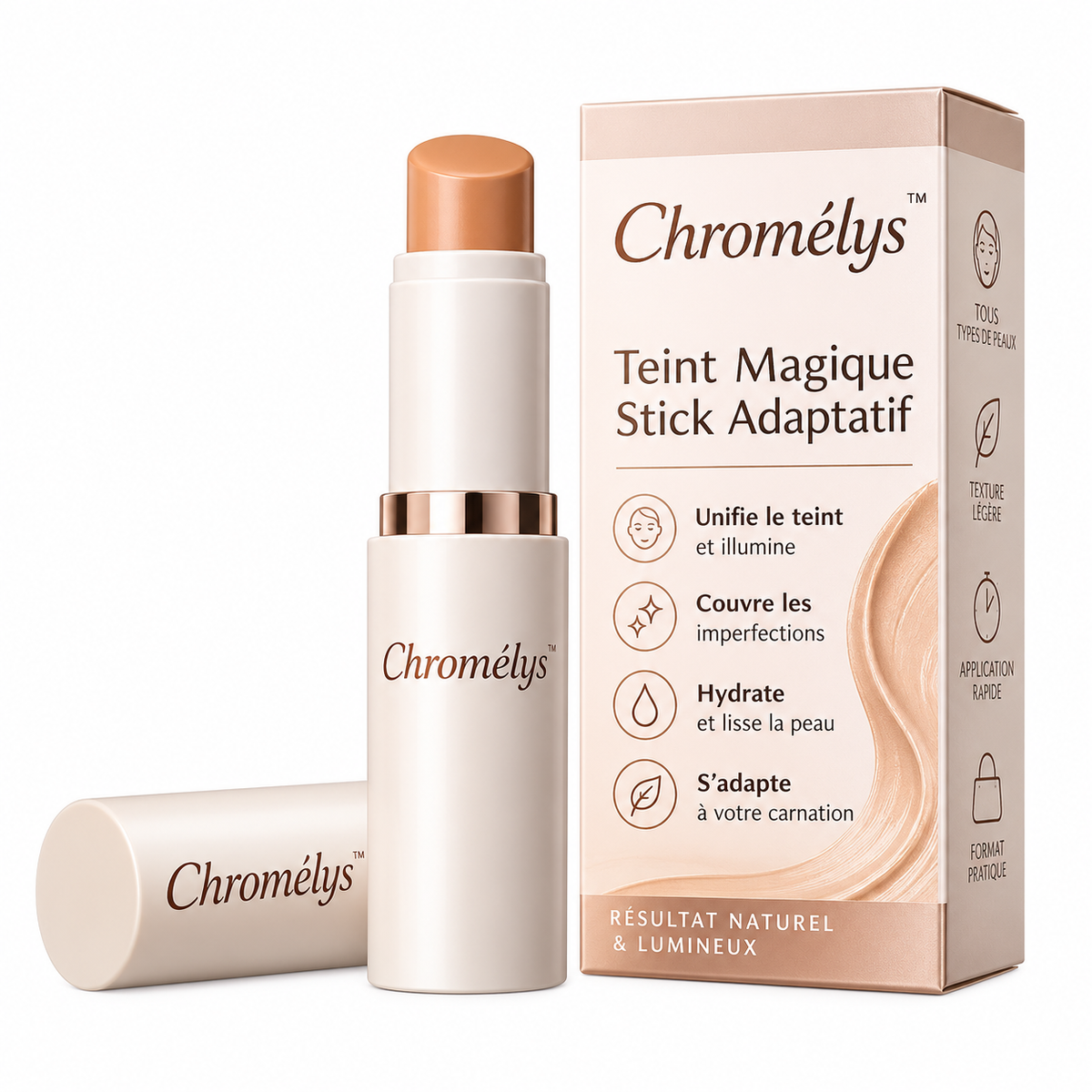 Chromélys™ Teint Magique Stick Adaptatif | Obtenez un teint parfait qui s’accorde à votre peau !