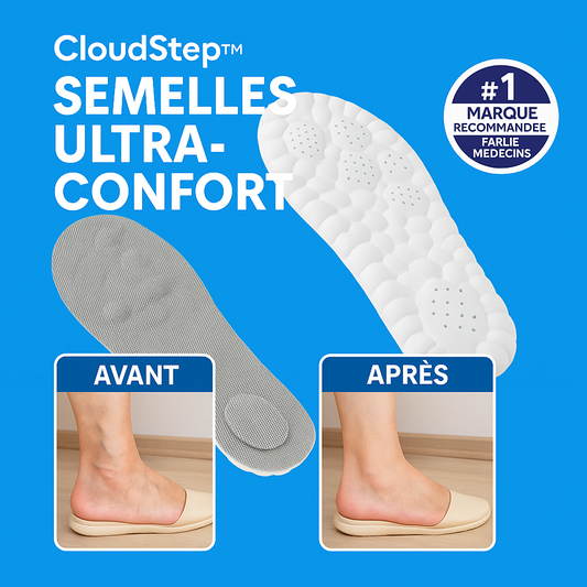 CloudStep™ Semelles Ultra-Confort | Soulage vos pieds et offre une sensation de marche sur un nuage en 5 minutes!