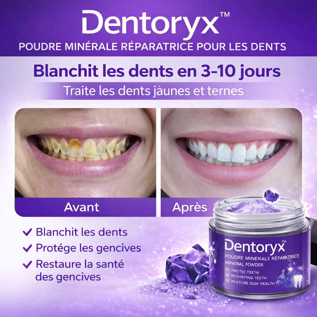 Dentoryx™ Poudre Minérale Réparatrice pour les Dents | Stoppez les saignements et refixez vos dents naturellement !