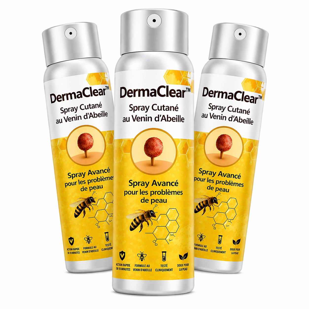 DermaClear™ Spray Cutané au Venin d’Abeille | Éliminez verrues, taches et boutons en 10 minutes !