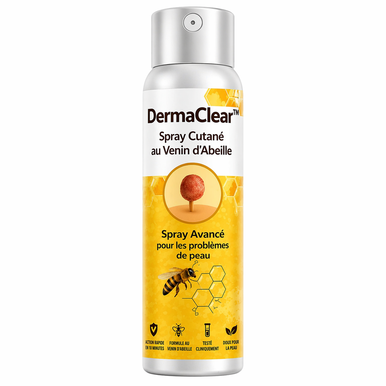 DermaClear™ Spray Cutané au Venin d’Abeille | Éliminez verrues, taches et boutons en 10 minutes !