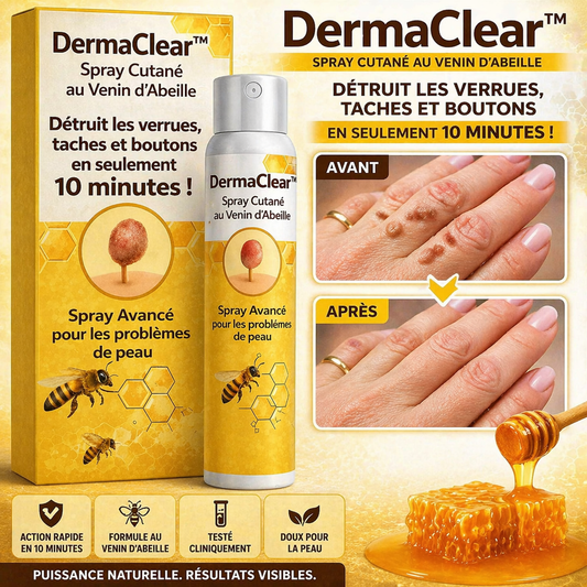 DermaClear™ Spray Cutané au Venin d’Abeille | Éliminez verrues, taches et boutons en 10 minutes !