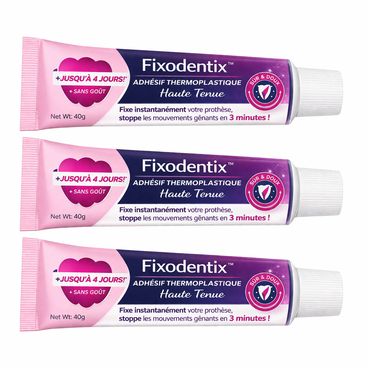 Fixodentix™ Adhésif Thermoplastique Haute Tenue | Fixe instantanément votre prothèse, stoppe les mouvements gênants en 3 minutes !
