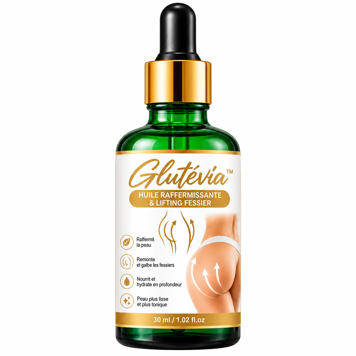 Glutévia™ Huile Raffermissante & Lifting Fessier | Des fesses fermes et remontées en 7 jours !