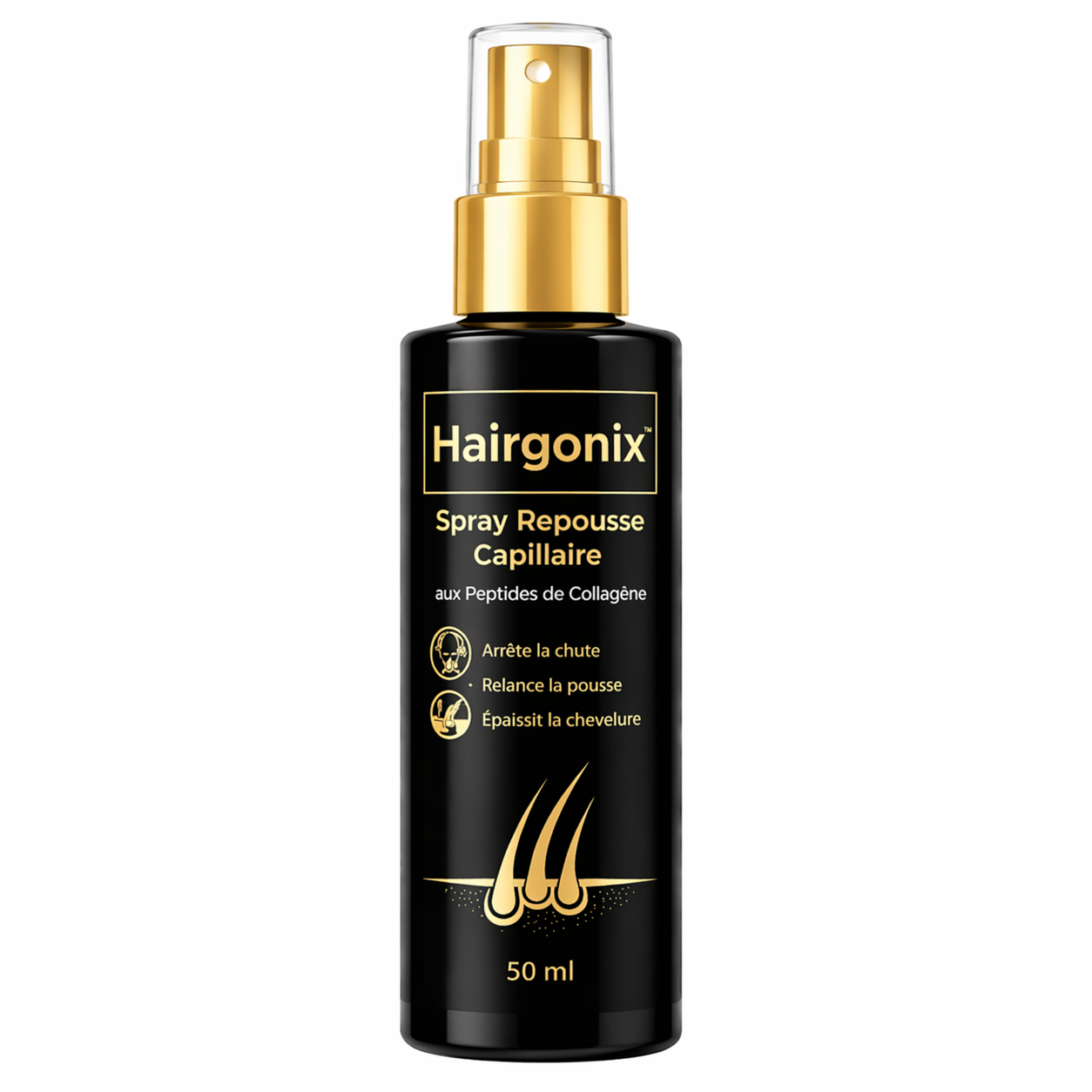 Hairgonix™ Spray Repousse Capillaire aux Peptides de Collagène | Relancez la pousse des cheveux et épaississez votre chevelure en 3 minutes!