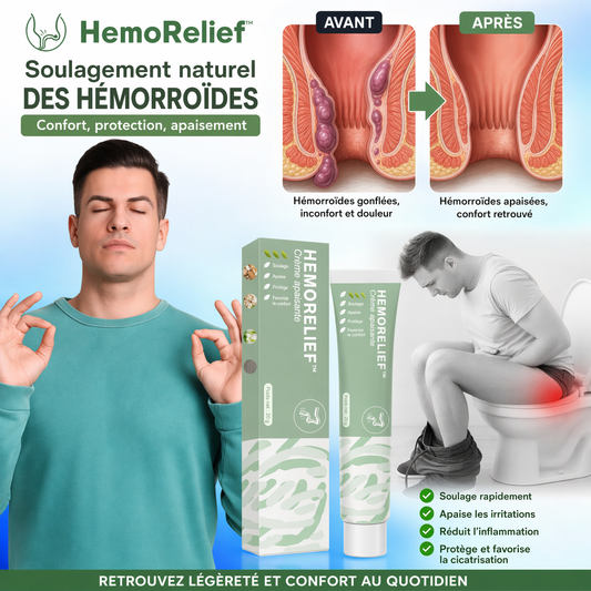 HemoRelief™ Crème Anti-Hémorroïdes | Éliminez jusqu’à 99 % des douleurs dès la première application !