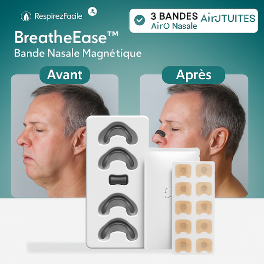 BreatheEase™ Bande Nasale Magnétique | Respirez mieux et dormez profondément dès la première nuit!