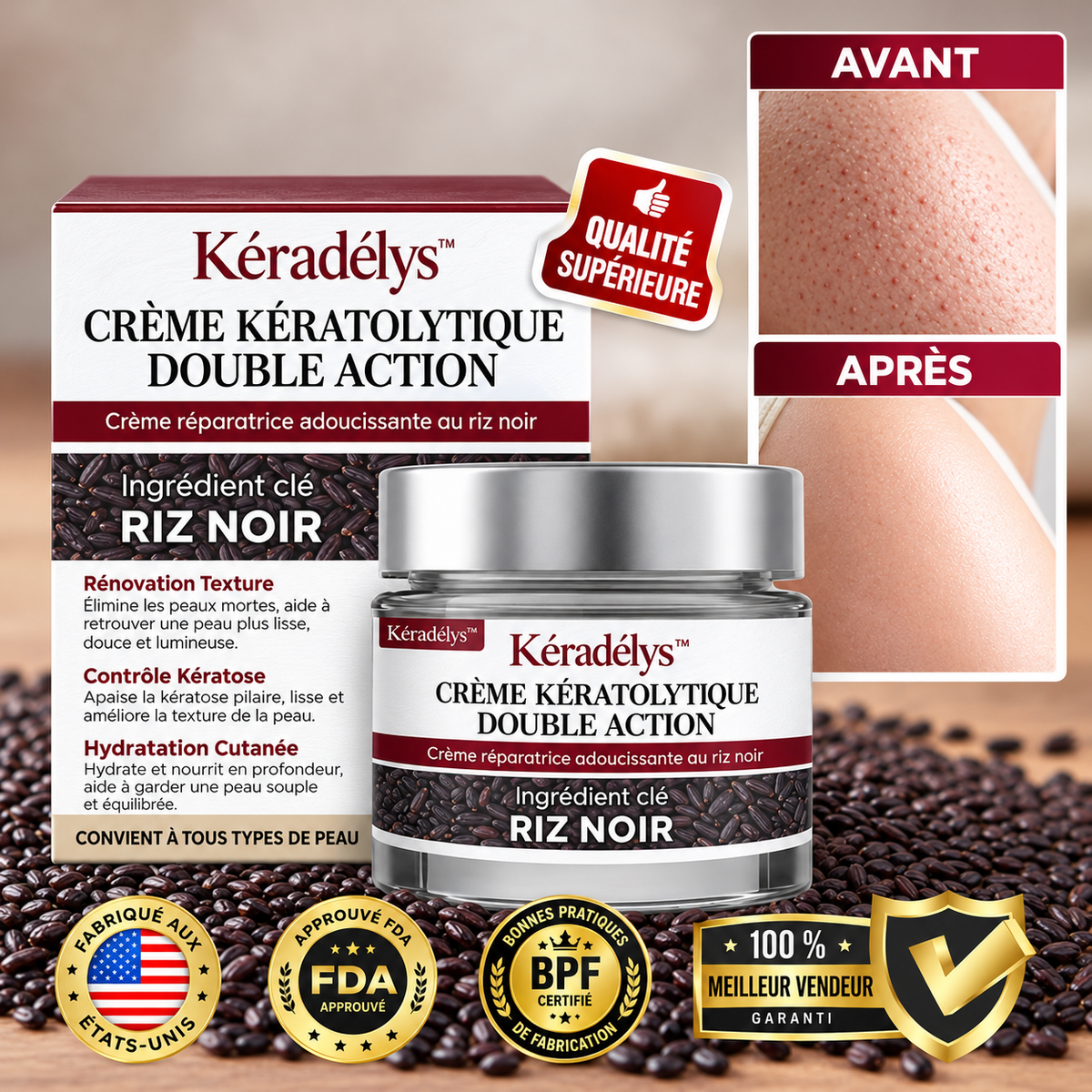 Kéradélys™ Crème Kératolytique Double Action | Effacez les imperfections de la peau en 7 jours !