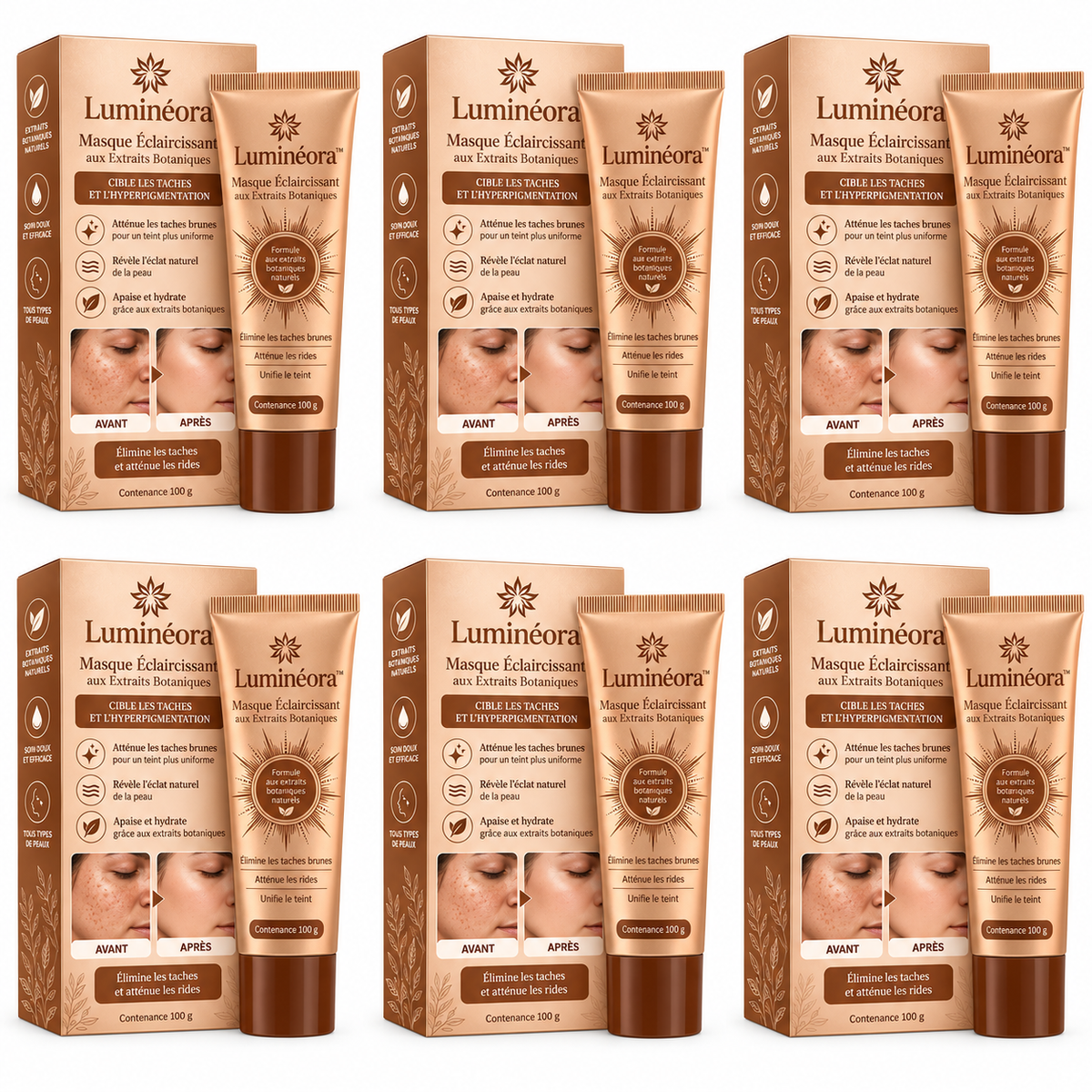 Luminéora™ Masque Éclaircissant aux Extraits Botaniques | Efface les taches brunes en 10 minutes par jour!