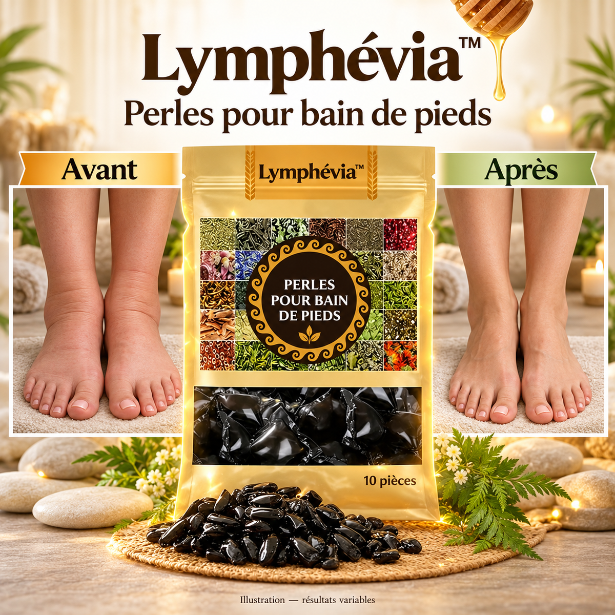 Lymphévia™ Perles Détox Lymphatique pour Bain de Pieds | Drainez les toxines et retrouvez une énergie totale en 20 minutes !