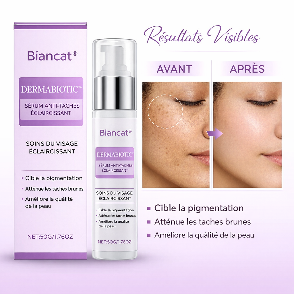 DermaBiotic™ Sérum Anti-Taches Éclaircissant | Effacez vos taches brunes en 72 heures chrono!