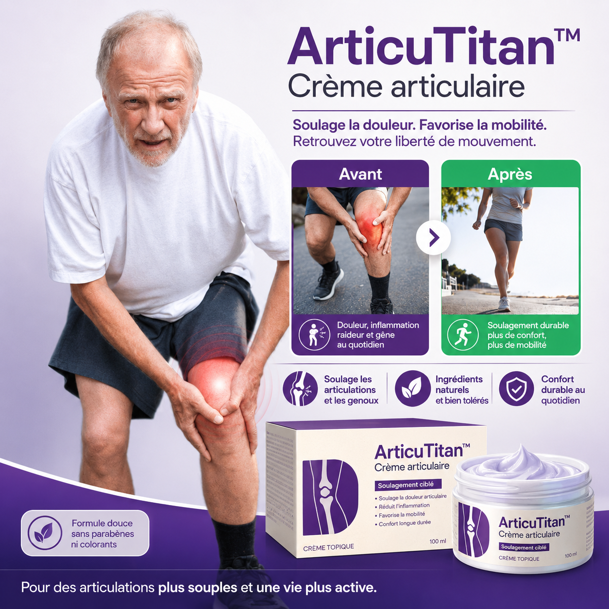 ArticuTitan™ Crème articulaire | Élimine les douleurs articulaires jusqu'à 87 % en seulement 48 heures !
