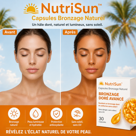 NutriSun™ Capsules Bronzage Naturel | Obtenez un bronzage doré et uniforme en seulement 5 jours !