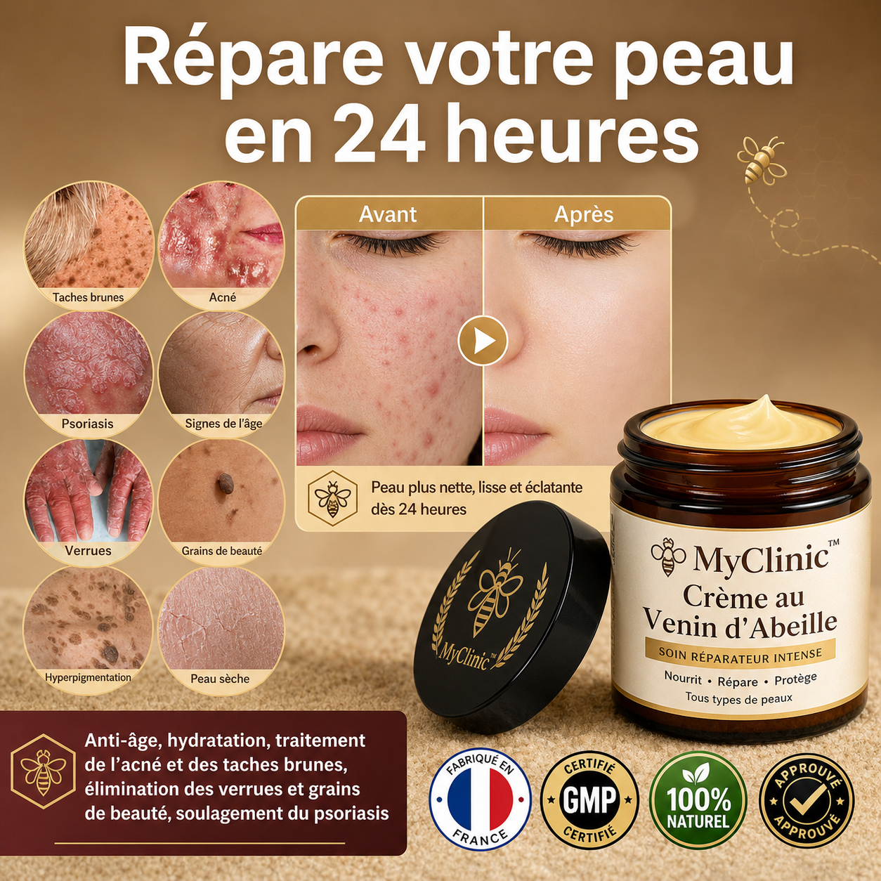 BeeRegen™ Crème au Venin d'Abeille | Répare votre peau en 24 heures!
