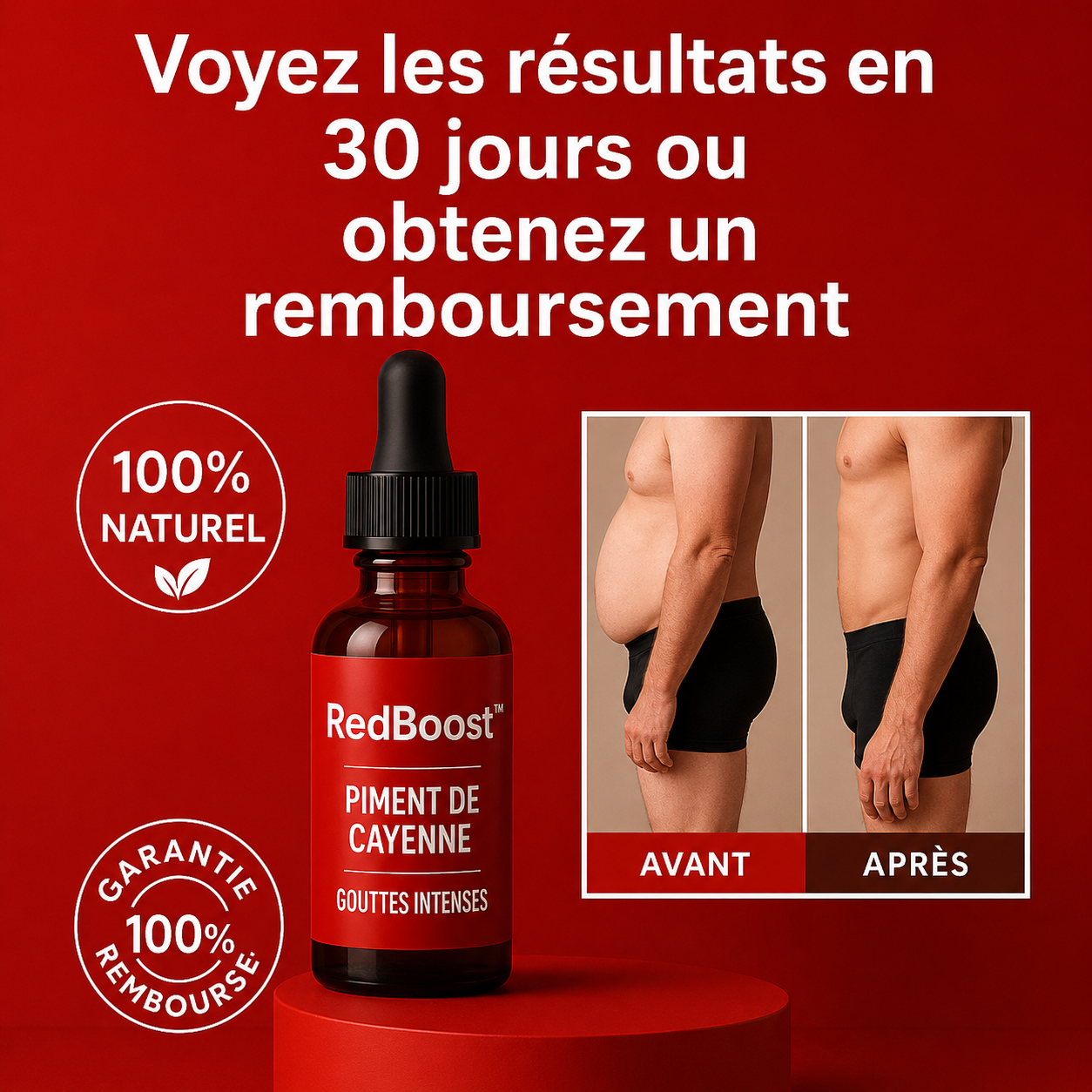 RedBoost™ Gouttes Intenses au Piment de Cayenne | Retrouvez une érection en 3 minutes!