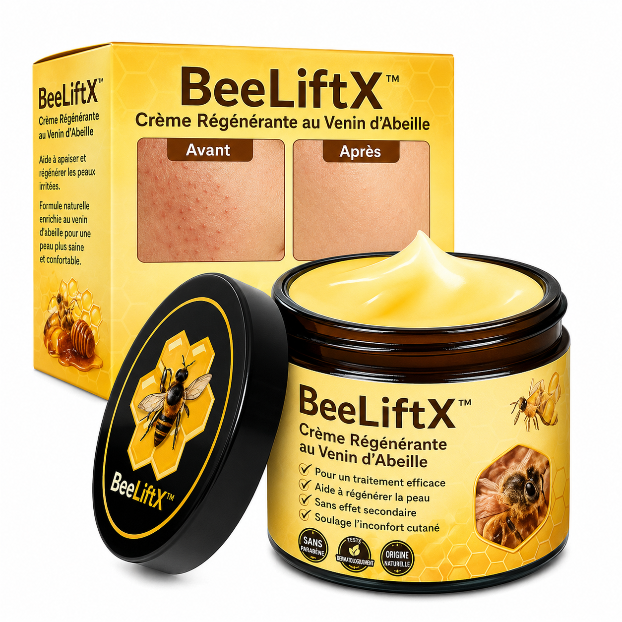 BeeLiftX™ Crème Régénérante au Venin d’Abeille | Répare, lisse et revitalise votre peau en 10 minutes!