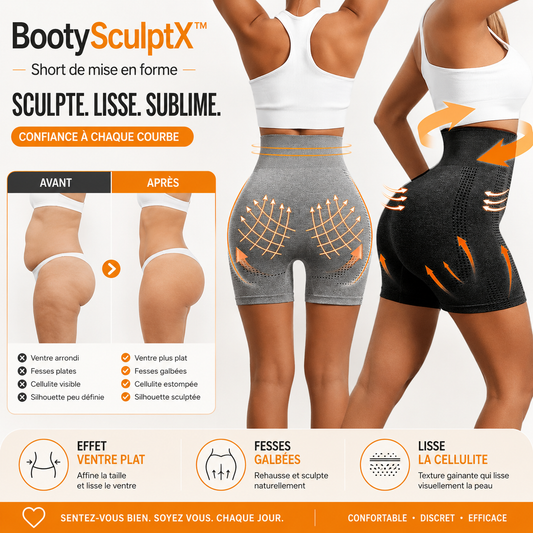 BootySculptX™ Short de mise en forme | Élimine la graisse, lisse la cellulite et sculpte les fesses en un instant!