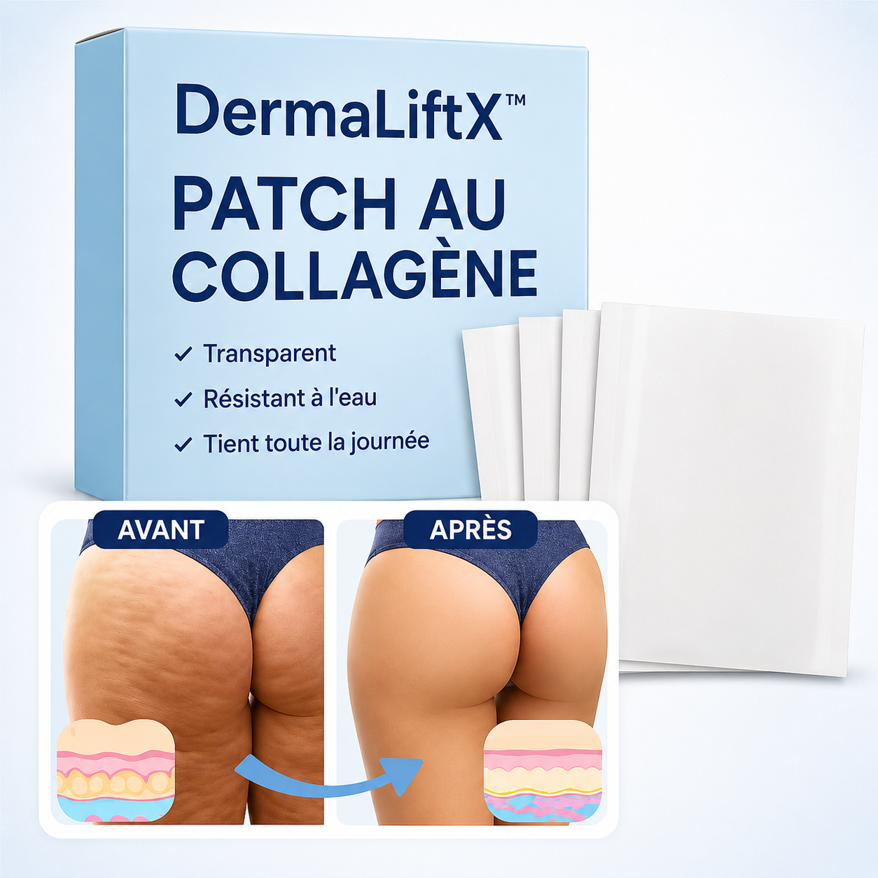 DermaLiftX™ Patch au Collagène | Raffermit la peau, lisse les rides et rajeunit votre corps instantanément !