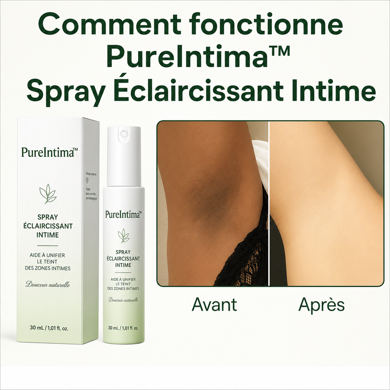 PureIntima™ Spray Éclaircissant Intime | Éclaircit et illumine votre peau intime en 10 minutes!