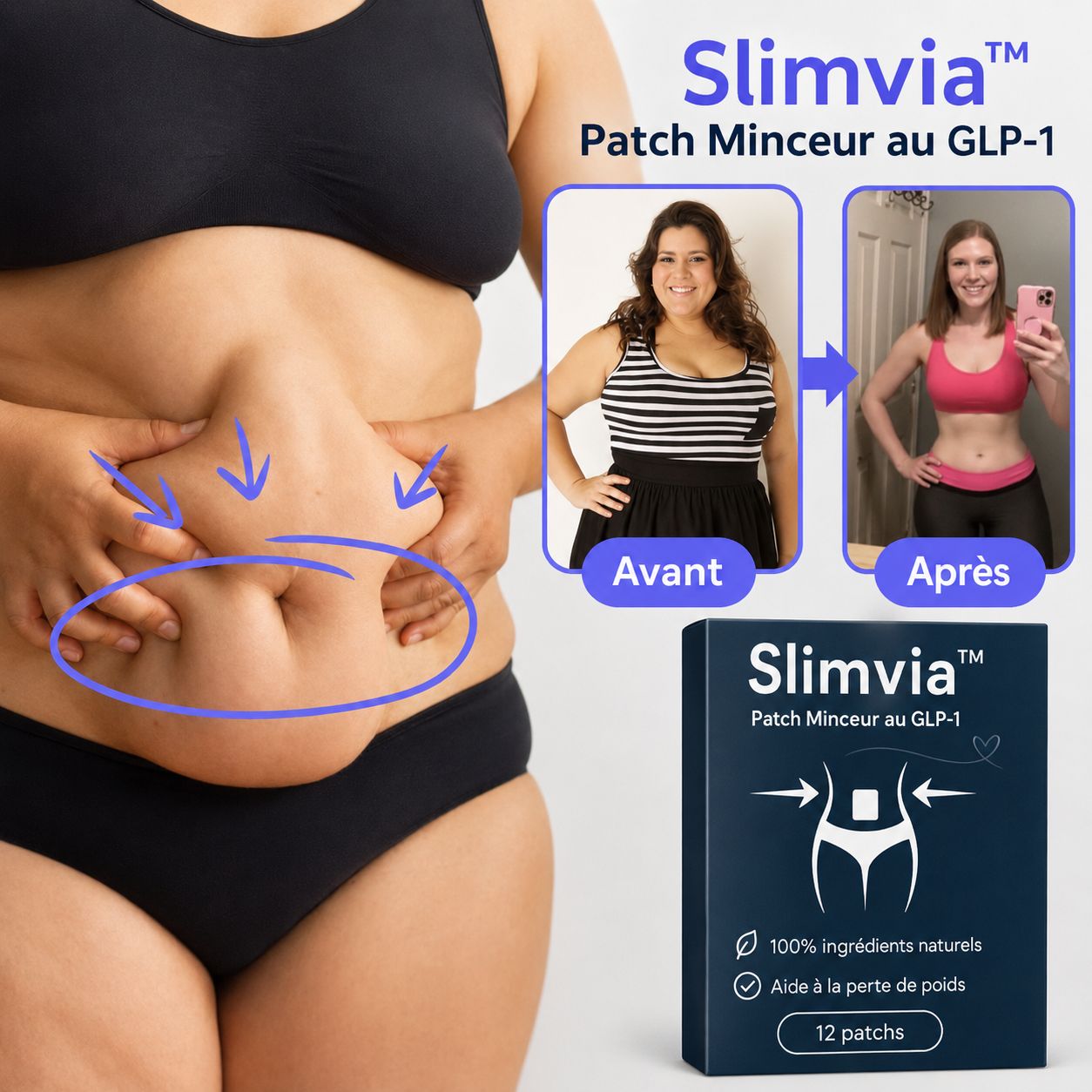 Slimvia™ Patch Minceur au GLP-1 | Perdez jusqu’à 4,3 kilos de graisse en 5 jours!