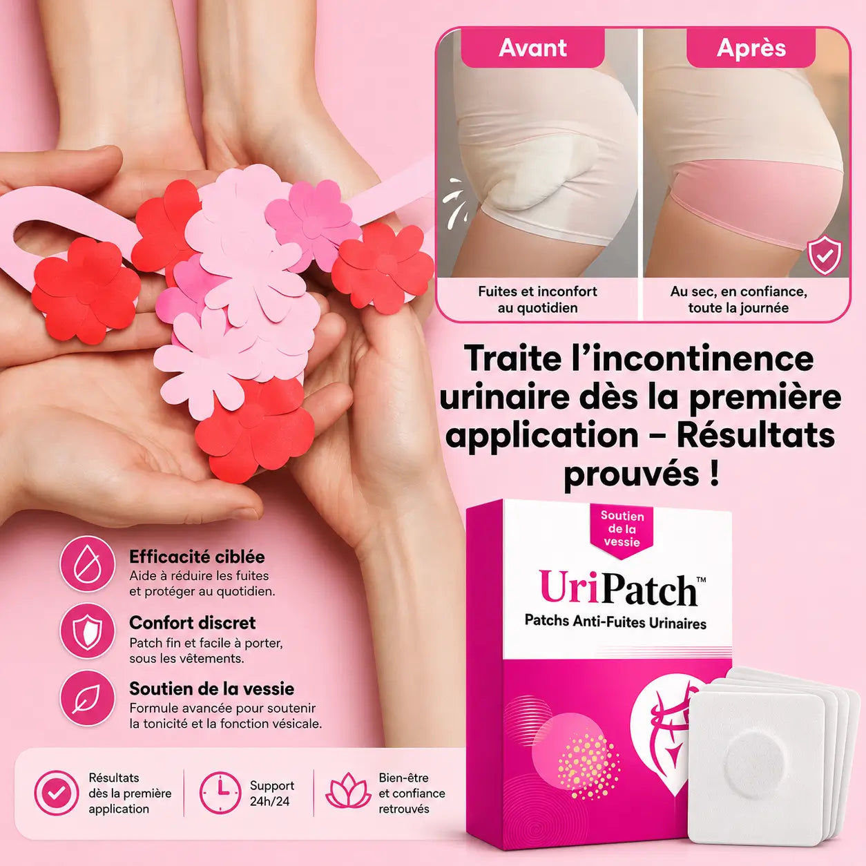 UriPatch™ Patchs Anti-Fuites Urinaires | Traite l'incontinence urinaire dès la première application – Résultats prouvés !