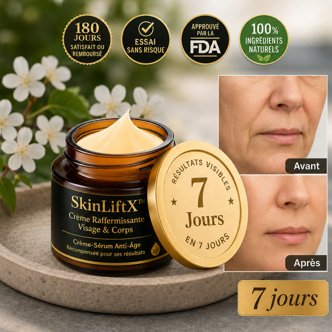 SkinLiftX™ Crème Raffermissante Visage & Corps | Lifte, hydrate et raffermit votre peau en 10 minutes chrono!
