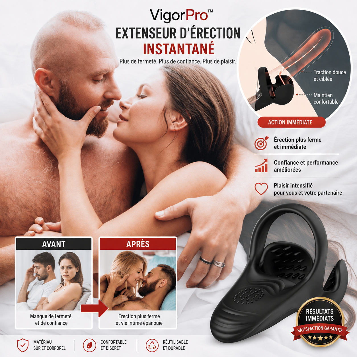 VigorPro™ Extenseur d'Érection Instantané | Une érection massive et un contrôle total en 10 minutes chrono !