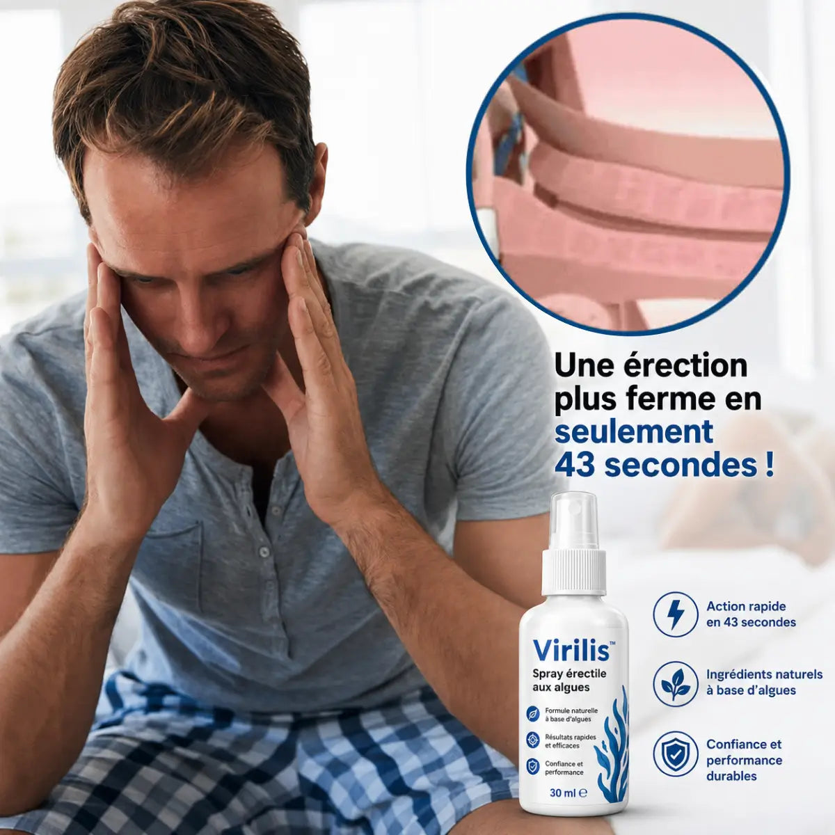 Virilis™ Spray érectile aux algues | Des érections solides comme le roc en seulement 43 secondes !