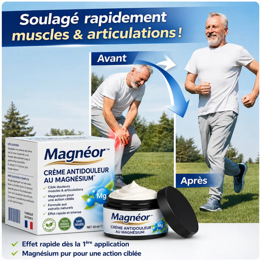 Magnéor™ Crème Antidouleur au Magnésium | Supprimez vos douleurs articulaires en 3 minutes !