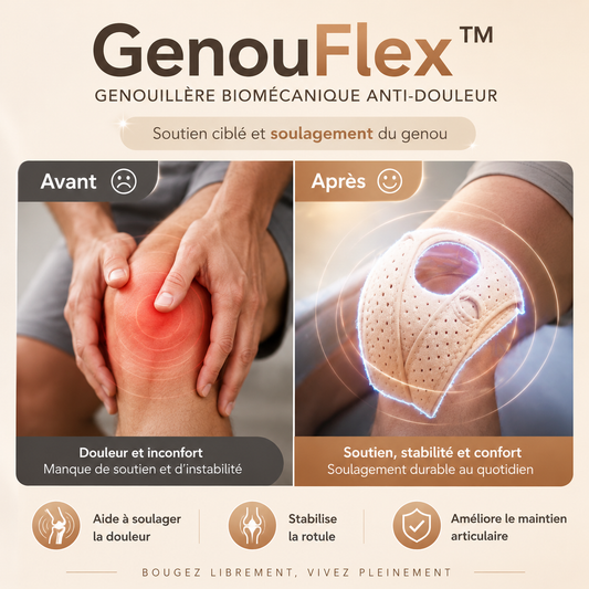 GenouFlex™ Genouillère Biomécanique Anti-Douleur | Réalignez votre rotule et soulagez vos genoux dès la première utilisation !