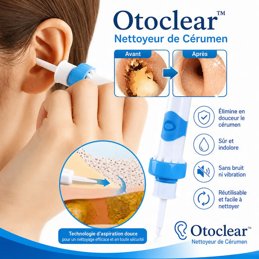 Otoclear™ Nettoyeur de Cérumen | Éliminez jusqu’à 95 % du cérumen grâce à une aspiration douce et contrôlée en 60 sec chrono !