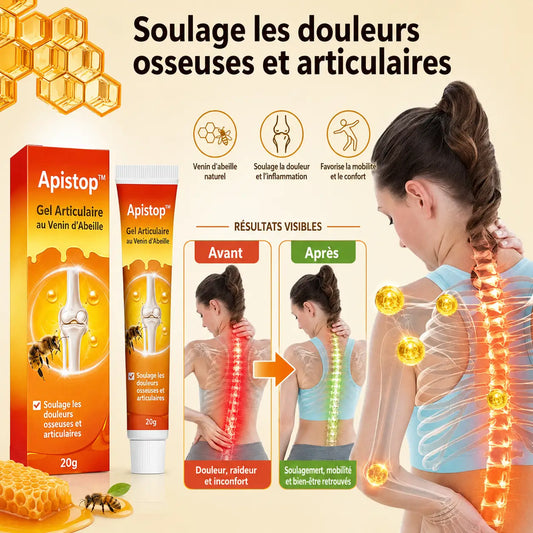 Apistop™ Gel Articulaire au Venin d’Abeille | Soulagez vos douleurs et retrouvez des articulations souples en quelques minutes !
