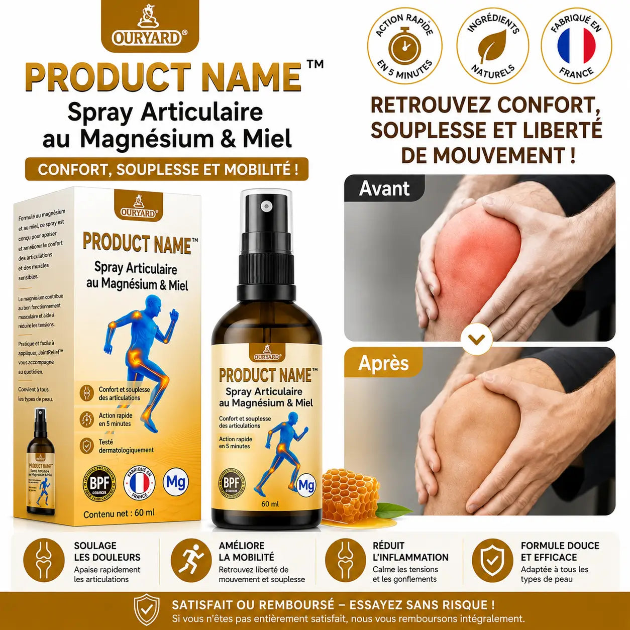 Arthélion™ Spray Articulaire au Magnésium & Miel | Répare vos articulations douloureuses en 10 minutes!