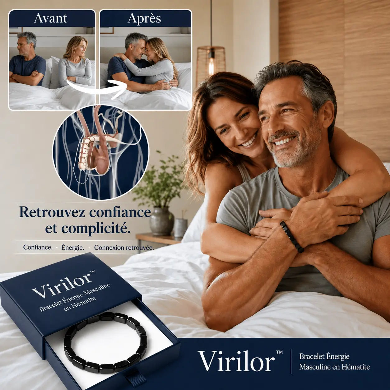 Virilor™ Bracelet Énergie Masculine en Hématite | Réveillez vos érections matinales et votre confiance en quelques semaines !