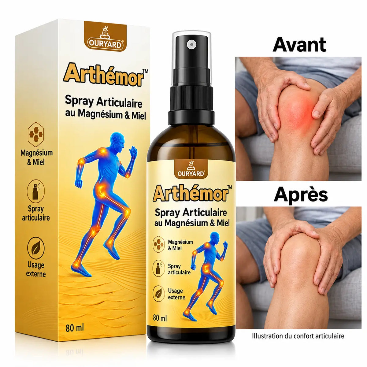 Arthémor™ Spray Articulaire au Magnésium & Miel | Répare vos articulations et élimine la douleur en 10 minutes !